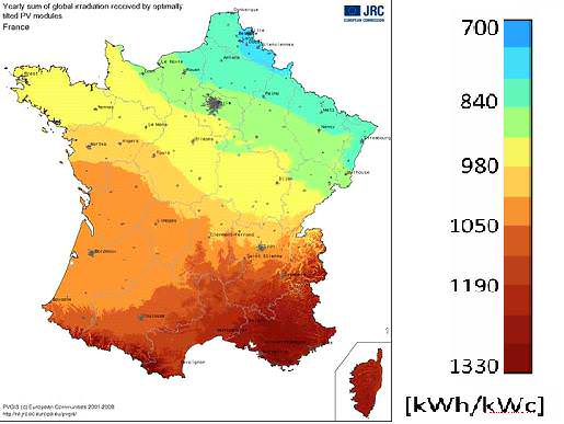 carte de production solaire